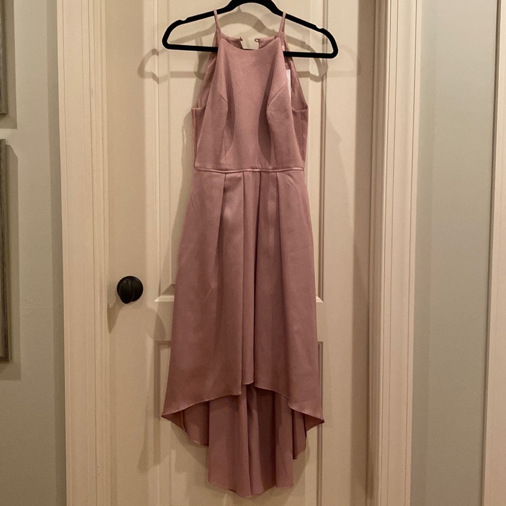 NWT Aidan Mattox high low dress blush pink, size 0.